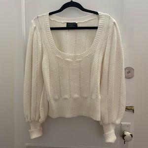 Minkpink balloon sleeve scoop neck sweater. Cream size medium.